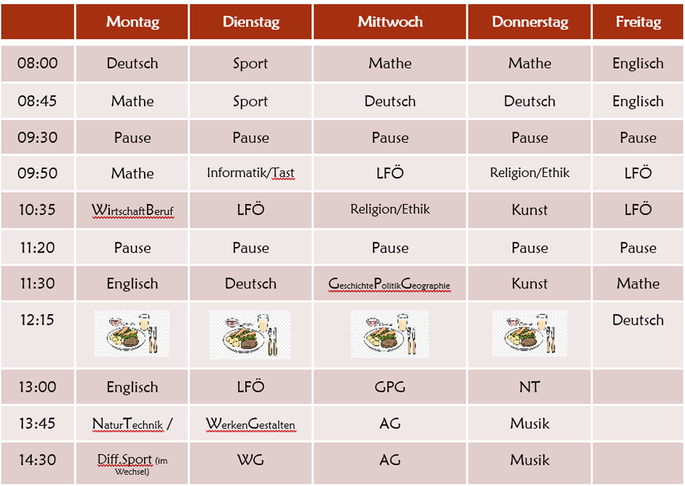 Stundenplan Beispiel 2026